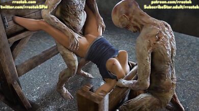 Jill Valentine, tied up and ravaged by soulless zombies