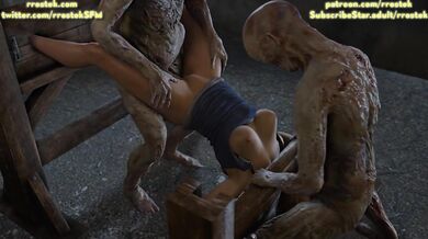 Jill Valentine, tied up and ravaged by soulless zombies