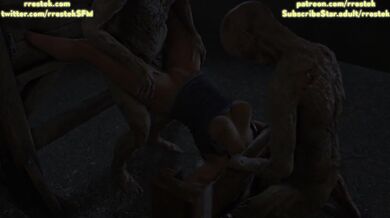 Jill Valentine, tied up and ravaged by soulless zombies