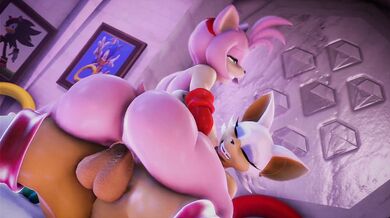 In this scene, Rouge from Sonic the Hedgehog and Amy from Super Smash Bros have a passionate encounter that will leave you breathless!