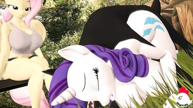 Two ponies in heat and a furry creature