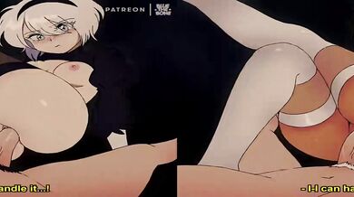Watch as [BluetheBone] takes on two girls in a hot, split-screen animation!