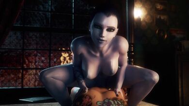 A lonely widow discovers the joys of riding a massive cock in this POV hentai porn video