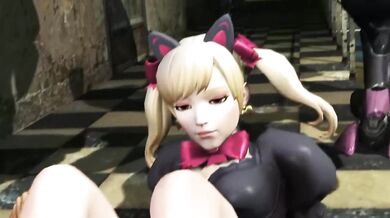 The sexy mecha warrior DVa is getting a footjob from her friend, Oscar Kim, while shes in her mech suit