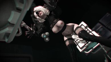 Two Brave Robots Get Freaky in Zero-Gravity with a Huge Dildo (Yorha 2B [Zettle69])