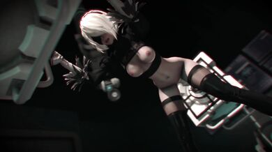 Two Brave Robots Get Freaky in Zero-Gravity with a Huge Dildo (Yorha 2B [Zettle69])