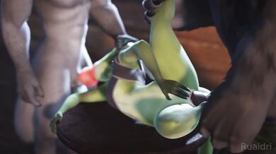 Watch as the fierce Kobold is roasted alive by two massive Wolves in this thrilling, action-packed porn scene!