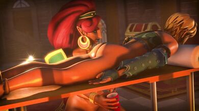 Watch as Urbosa, the leader of the Gerudo tribe, milks Link, the hero of Hyrule, in this amateur SFW SFM video