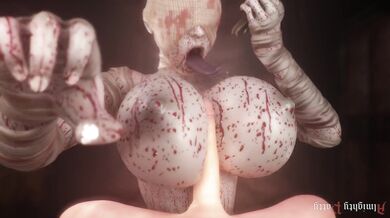 Watch as the sexy nurse with the bubbly head takes on three patients in this Silent Hill themed paizuri video!