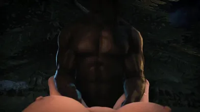 This hentai porn video follows the POV of a female who is being fucked by a monstrous creature with a massive cock