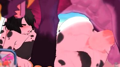 The Wicked Beast and His Femboy Friend Fucking a Dog