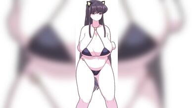 The naughty Komi-san gets bored at home, so she decides to dance for her cat using a sad song as the background music