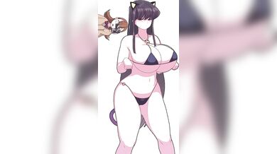 The naughty Komi-san gets bored at home, so she decides to dance for her cat using a sad song as the background music