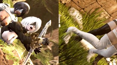 Two girls, 2P x 2B (Split Screen)