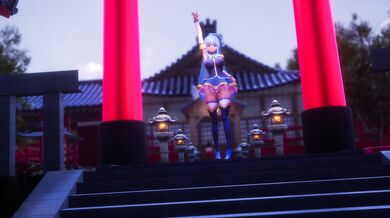 The ecchi adventure anime Konosuba and the sexy cat girl shrine maiden in 4K ultra HD!