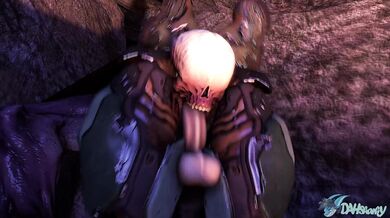 The Hell Knight is for*ced into deep throating the demonic lord, in a battle of pleasure and pain!