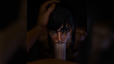 Watch as Pharah from Overwatch sucks and strokes a massive cock in this POV hentai porn video
