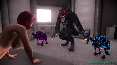 Savage sex with a monstrous tentacle creature!