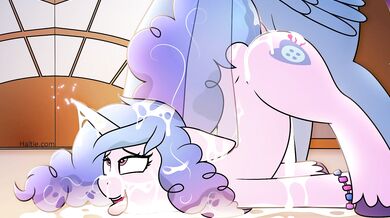 My wife Izzy Moonbow and her step-sister Haltie get intimate in the hot tub