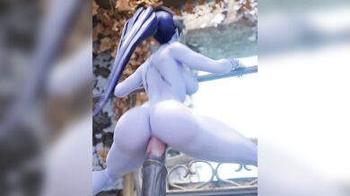 Mrs Widowmaker gets pleasured with a dildo as she tests it while her husband watches, starring TDonTran