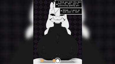 Beat banging Asriel and Toriel on the bedroom floor, while their son, Frisk, watches from the shadows