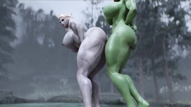Green-Skin Orc Futanari Fucks White Vampire Orc in a Forbidden Love Affair