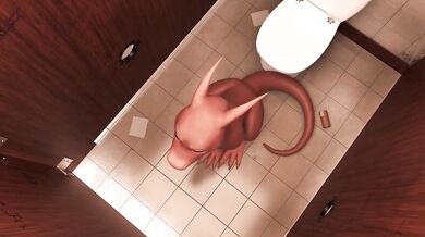 In the bathroom with Crittermatic, it’s break time and she’s ready to play!