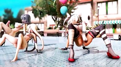 Watch as these futa dancers gyrate their hips to the beat of the music in Futa Dance 3!