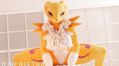 Renamon Rides the Wig Fitter in this XXX Parody Video