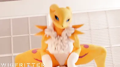 Renamon Rides the Wig Fitter in this XXX Parody Video