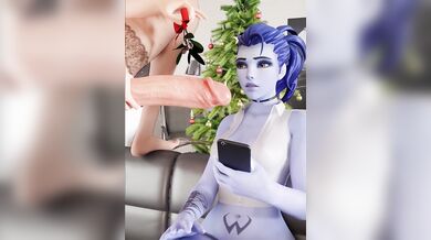 Pantyhose-clad Tracer and Widow under the mistletoe with Lewy