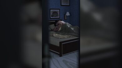 Busty MILF in tight jeans gets pounded by two massive cocks while tied up and blindfolded on the bed