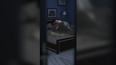 Busty MILF in tight jeans gets pounded by two massive cocks while tied up and blindfolded on the bed