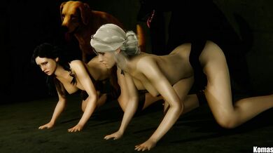 Watch as Yennefer and Ciri engage in a steamy two-doggerel with their furry friends!