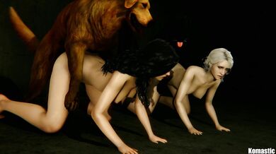 Watch as Yennefer and Ciri engage in a steamy two-doggerel with their furry friends!