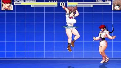 The Futa Goddess RB and her Shemale maid battle against Pixel and his two lo*li companions Inma and Lumina in a hentai video full of forbidden love