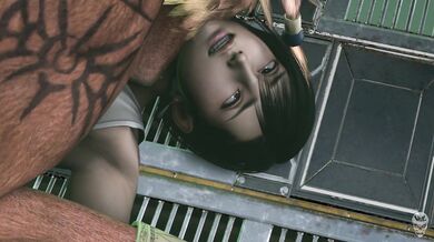 Tifa and Red XIII are having a passionate sexual encounter while being watched by Hollow Bastions citizens who secretly enjoy it