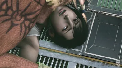 Tifa and Red XIII are having a passionate sexual encounter while being watched by Hollow Bastions citizens who secretly enjoy it