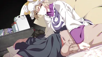 Ran Yakumo Milks Herself in the Bedroom with Buckethead Ero-Game