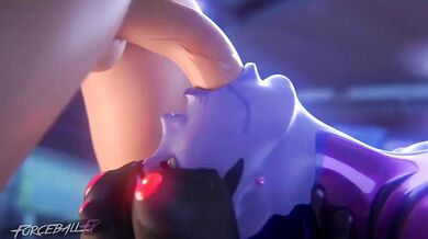 Pantyhose Clinging to His Thick Rod, Her Mouth Stretched Wide Open for His Forceful Blowjob