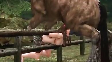 Watch as the horse mounts and rides the girl, taking her from behind in a wild sexual ride!