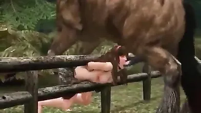 Watch as the horse mounts and rides the girl, taking her from behind in a wild sexual ride!