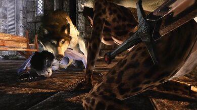 Watch two Khajiit girls get bred by lustful huskies in a hot pornographic video!