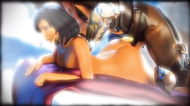 The sexy soldier Pharah from Overwatch and her love interest, PMV Bones, remake their passionate love scene in a bone-chillingly erotic way