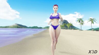 Watch the Black Widow run on the beach, shes a sexy spider woman!