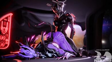 Two Valkyr warframe vixens in a bed, tail version