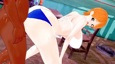 Nami from One Piece having hardcore sex with her captain Luffy