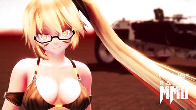 In this XXX parody, a pink cat wearing glasses and an apron seduces her master by licking his nipples and sucking his cock until he cums on her face