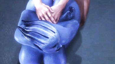 Liara is enjoying herself with a new sex toy, she calls Noname55 to help her out