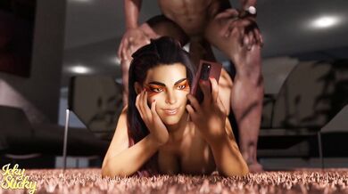 Sexy Secretary Gets Tied Up and For*ced to Bend Over Her Icy Desk as a Horny Lobo Watches, Licking His Chops!